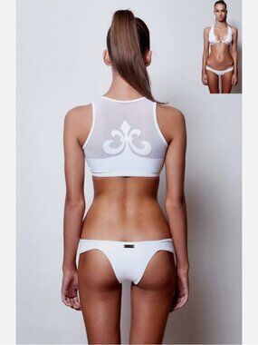 NWOT Zingiber Dynasty Blanc White Fleur De Lis Bikini